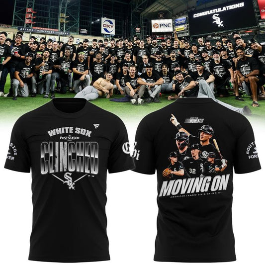 Chicago White Sox Clinched Postseason T-Shirt - American League Division Series Moving On Black Tee