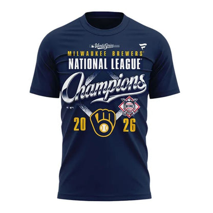 Limited Edition 2026 Milwaukee Brewers National League Champions Locker Room T-Shirt Navy