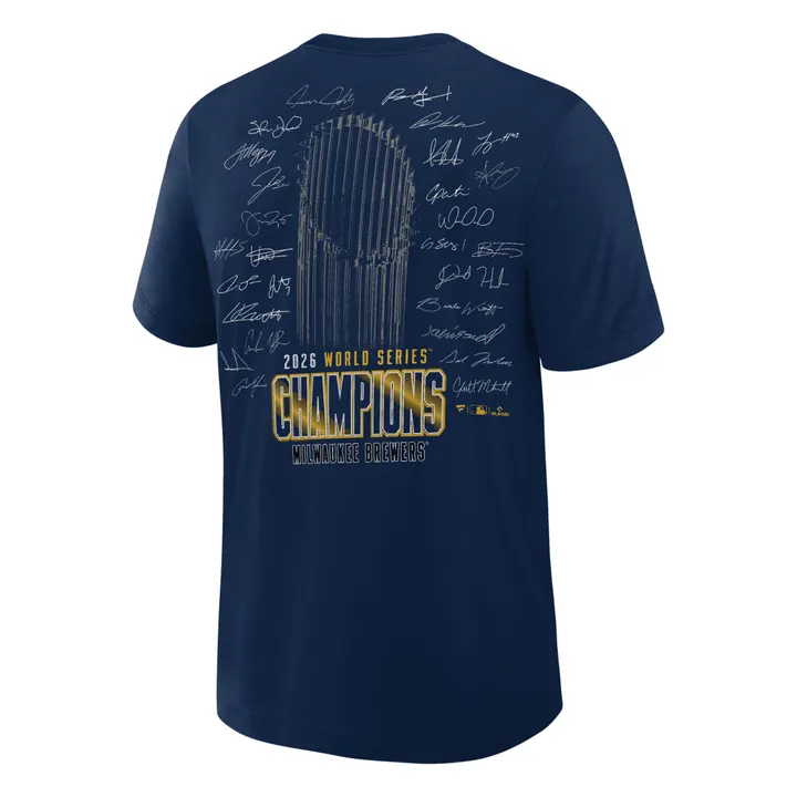 Special New Milwaukee Brewers 2026 World Series Champions Locker Room Signature Authentic T-Shirt