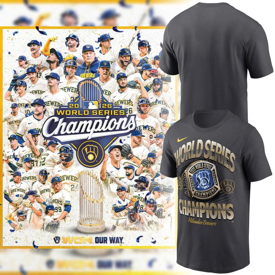 2.Limited Edition Milwaukee Brewers 2026 World Series Champions Locker Room Authentic T-Shirt