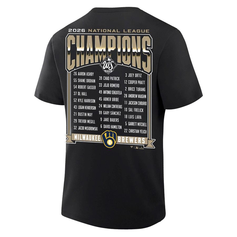 5.Milwaukee Brewers 2026 World Series Champions Locker Room Authentic T-Shirt