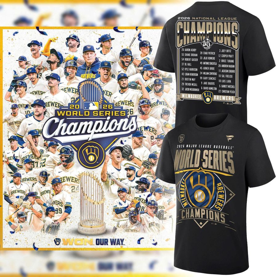 5.Milwaukee Brewers 2026 World Series Champions Locker Room Authentic T-Shirt