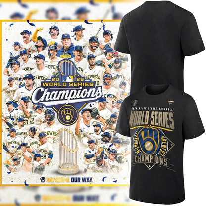 4.Milwaukee Brewers 2026 World Series Champions Locker Room Authentic T-Shirt