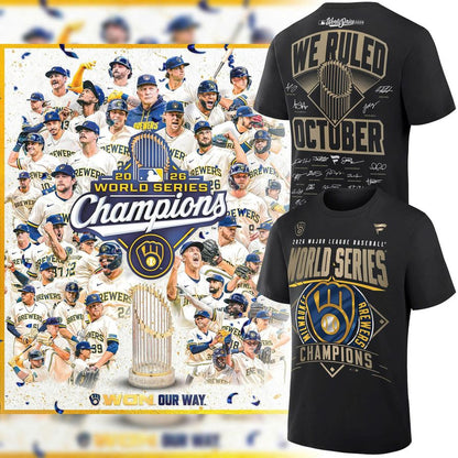 3.Milwaukee Brewers 2026 World Series Champions Locker Room Authentic T-Shirt
