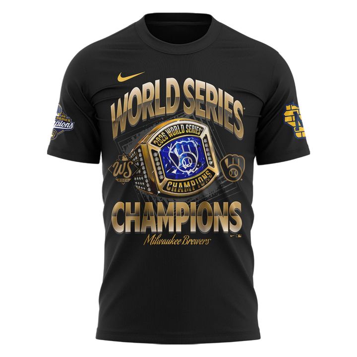 Adults' & Kids' Milwaukee Brewers 2026 World Series Champions Black T-Shirt