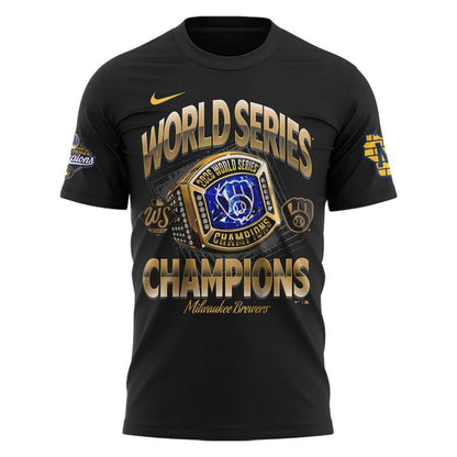 Adults' & Kids' Milwaukee Brewers 2026 World Series Champions Black T-Shirt