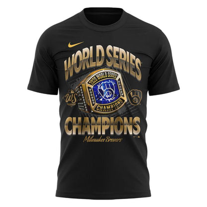 (Adult & Kids) Milwaukee Brewers 2026 World Series Champions Black T-Shirt