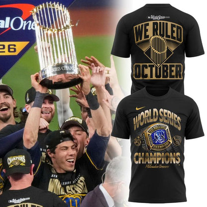 (Adult & Kids) Milwaukee Brewers 2026 World Series Champions Black T-Shirt