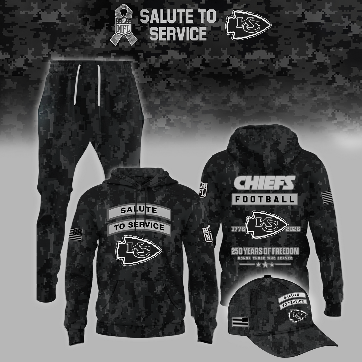 Limited Edition Kansas City Chiefs Salute to Service 2026 Hoodie