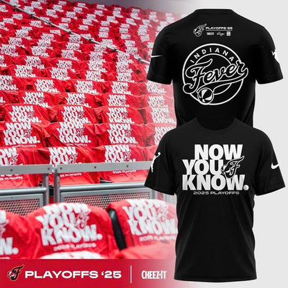 Now You Know Indiana Fever T-Shirt WNBA Playoff 2025 Black White