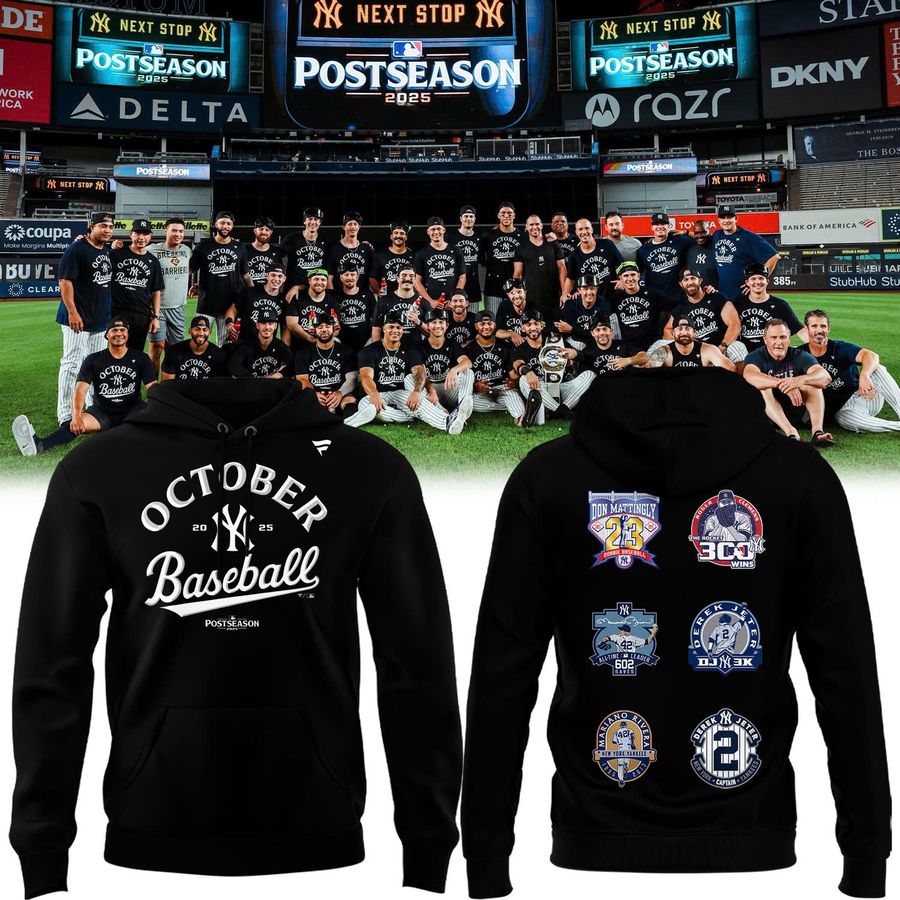 Special New October Baseball Old Patch Post Season 2025 Black Hoodie