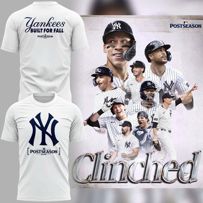 NY Yankees White 2025 Postseason T-Shirt - Limited Edition