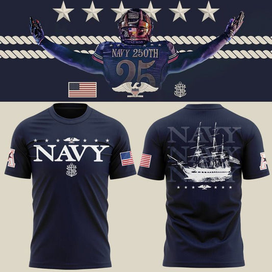 Navy Sideline Collection - Navy Midshipmen T-Shirt 250th Anniversary Uniform