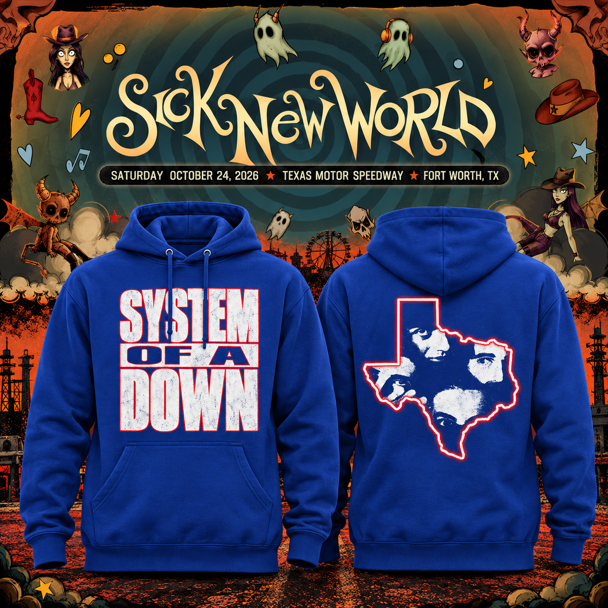 Limited Edition SOAD Sick New World Texas 2026 Hoodie