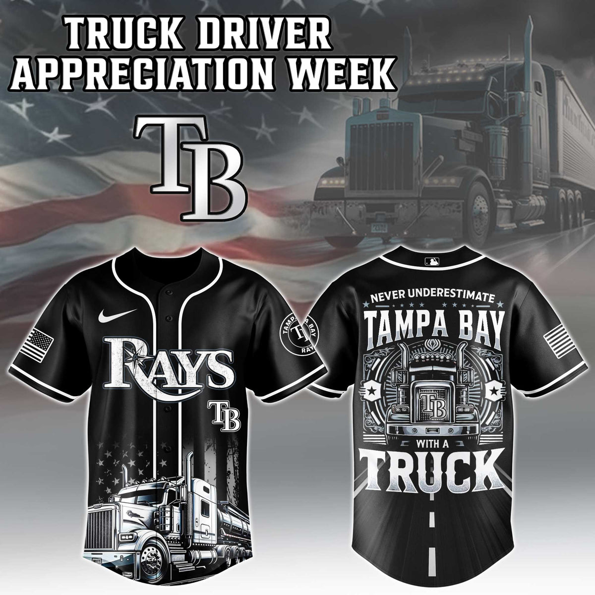 Tampa Bay Rays Nation Truck Driver Appreciation Week Limited Edition Jersey 2025