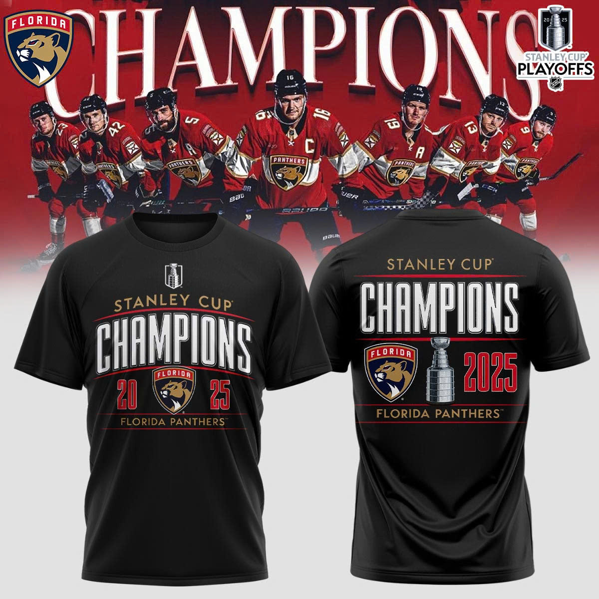 Florida Panthers Back To Back Champions Stanley Cup 2025 T-Shirt
