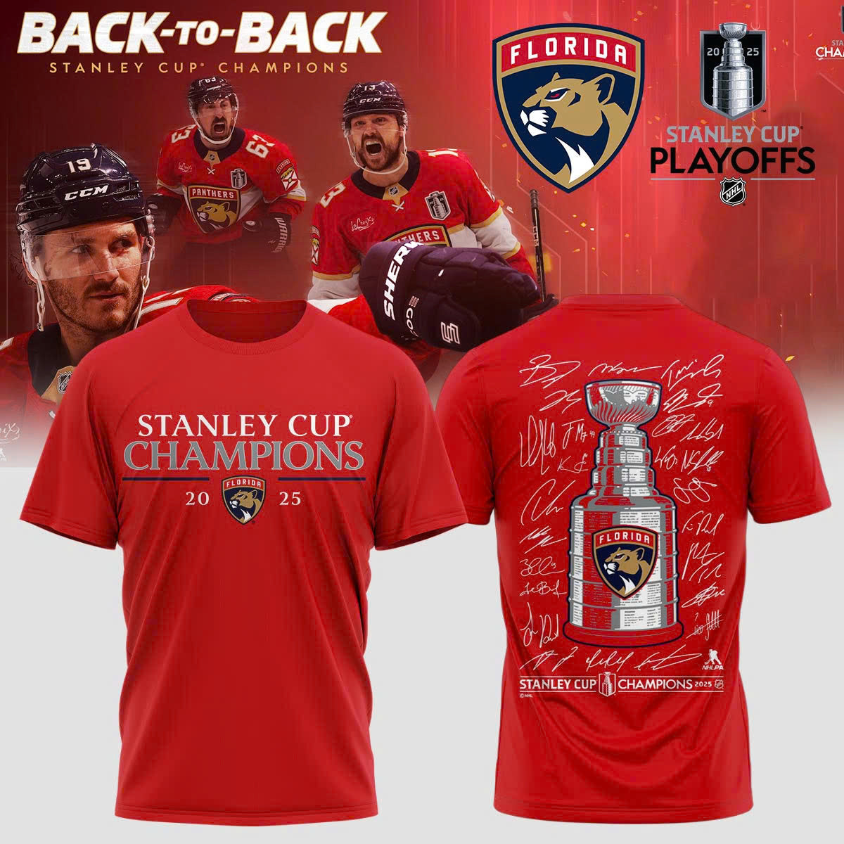 Florida Panthers Back To Back Champions Stanley Cup 2025 T-Shirt
