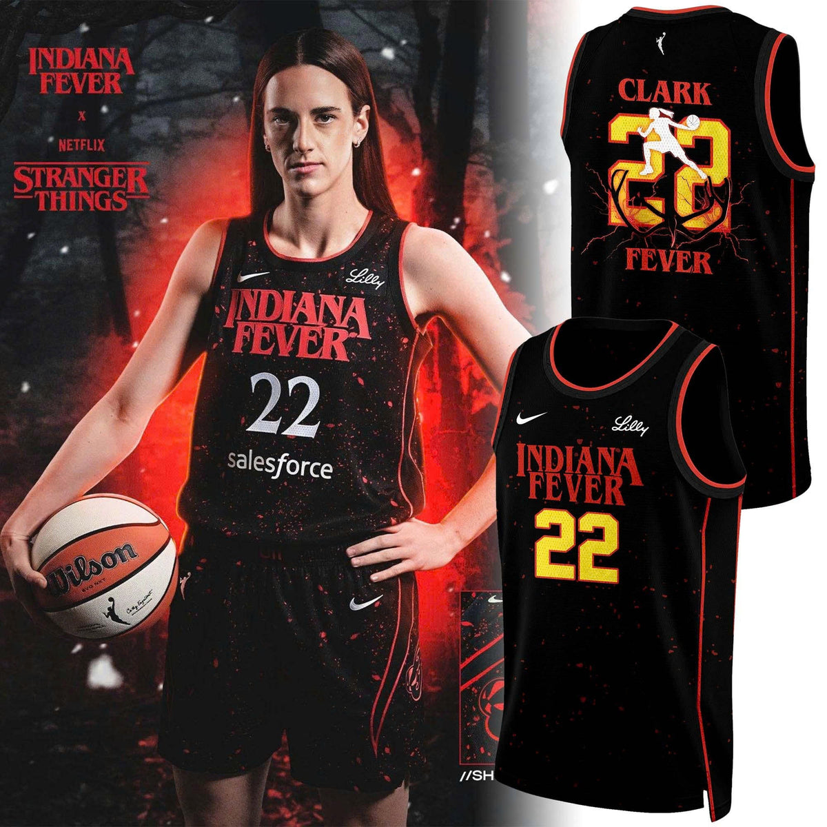 Indiana Fever Stranger Things Rebel Swingman Limited Edition Black Jersey Custom Name Number