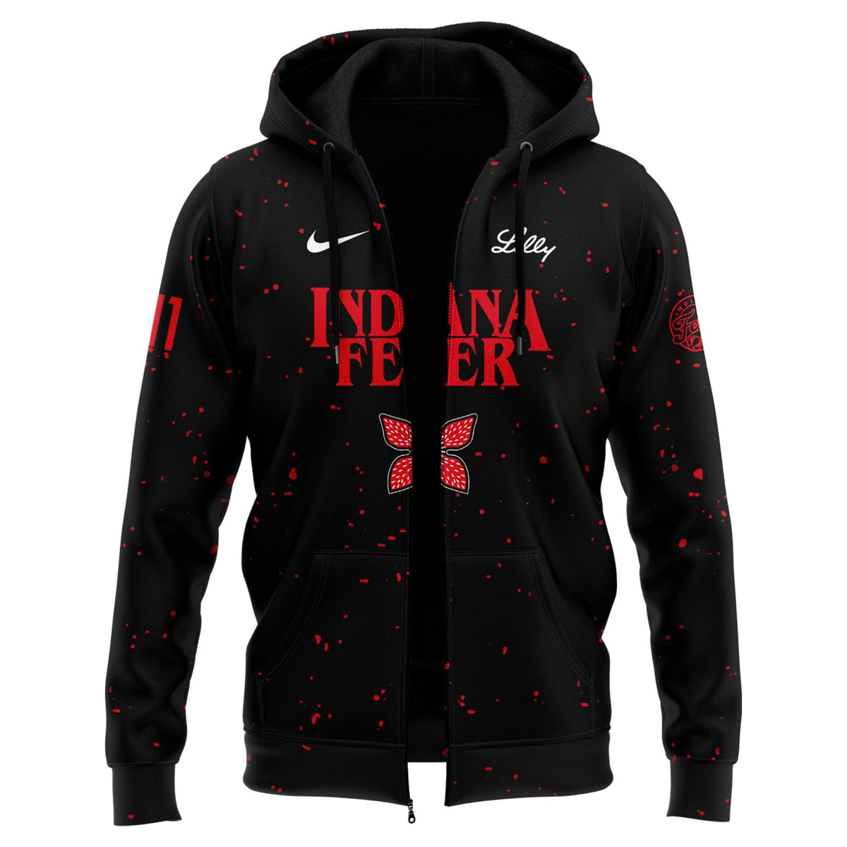 Indiana Fever Stranger Things Rebel Swingman Limited Edition Black Zip Hoodie