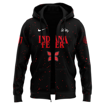 Indiana Fever Stranger Things Rebel Swingman Limited Edition Black Zip Hoodie